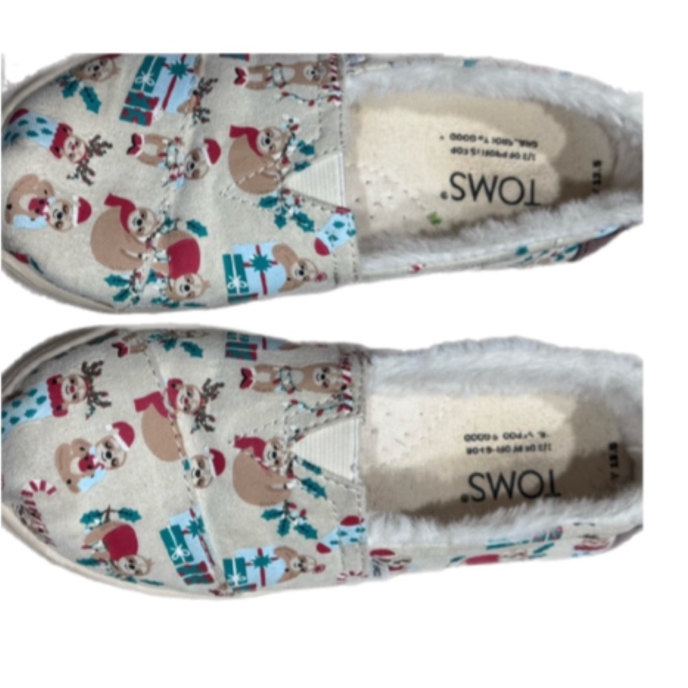 TOMS Cozy White Furry Slip-Ons